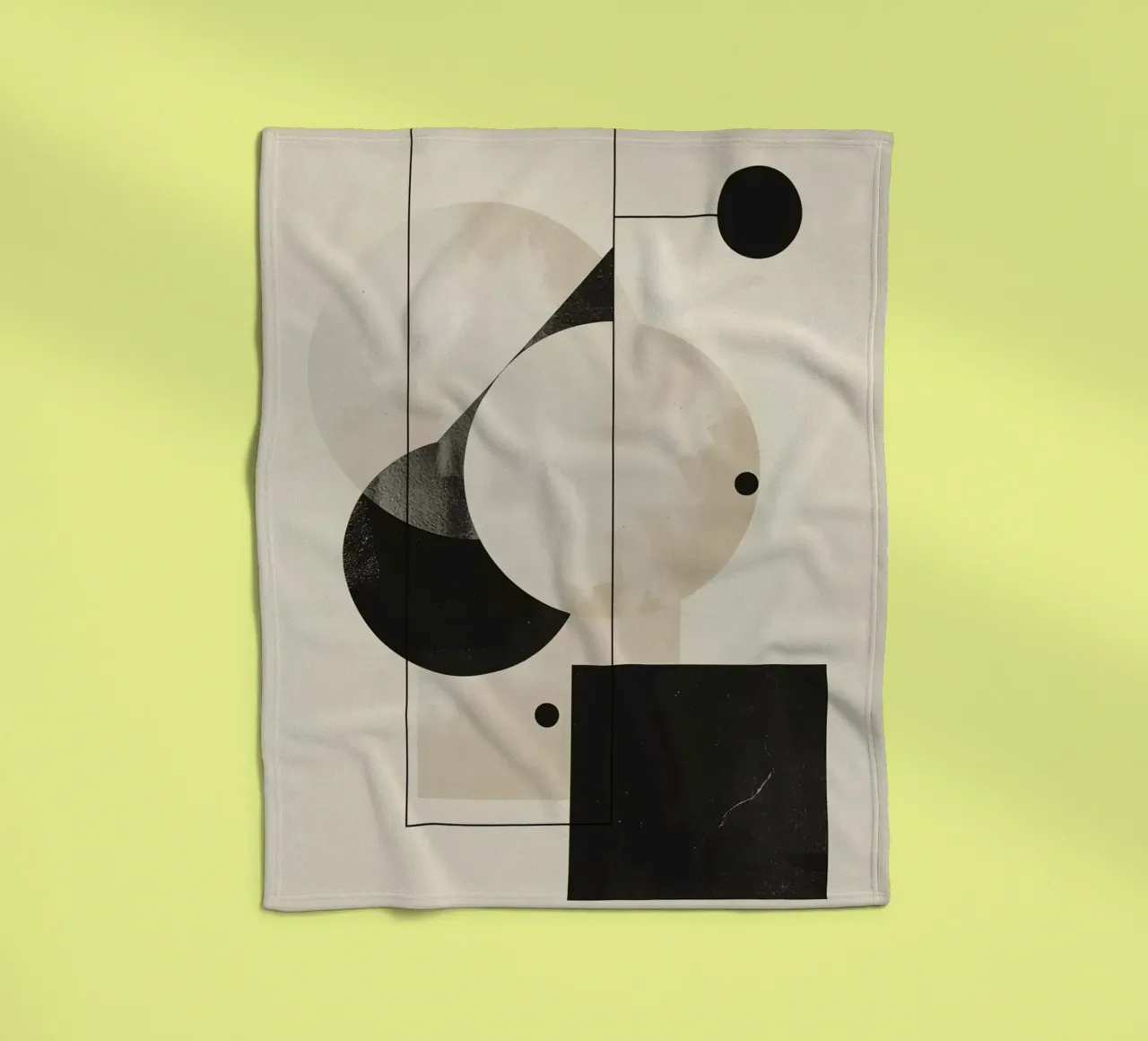 Abstract Geometric Arrangement with Circles Squares Lines fleece blanket by DesignDoodle