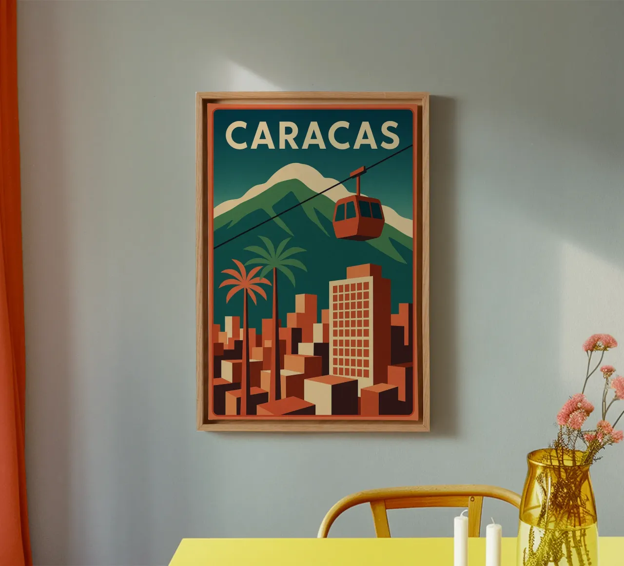 Caracas, tussen majestueuze natuur en stedelijk leven canvas met Baklijst van JETLAG | affiches voyage
