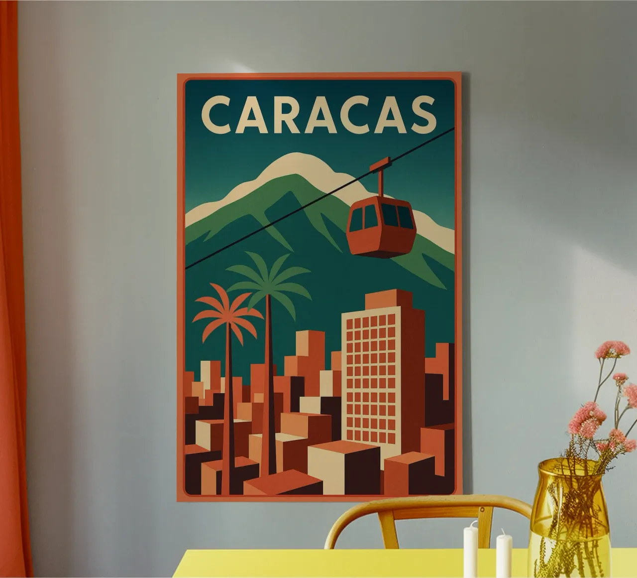 Caracas, tussen majestueuze natuur en stedelijk leven canvas met Baklijst van JETLAG | affiches voyage