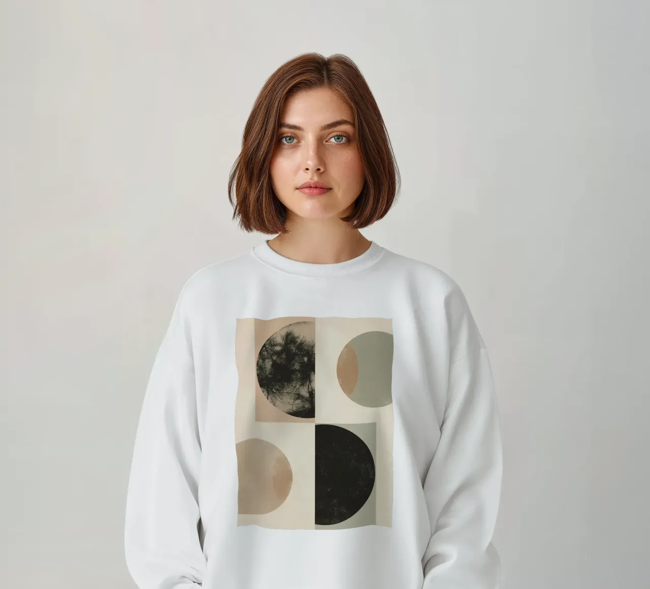 Abstract Geometric Design with Circles Squares and Tree sweatshirt by DesignDoodle