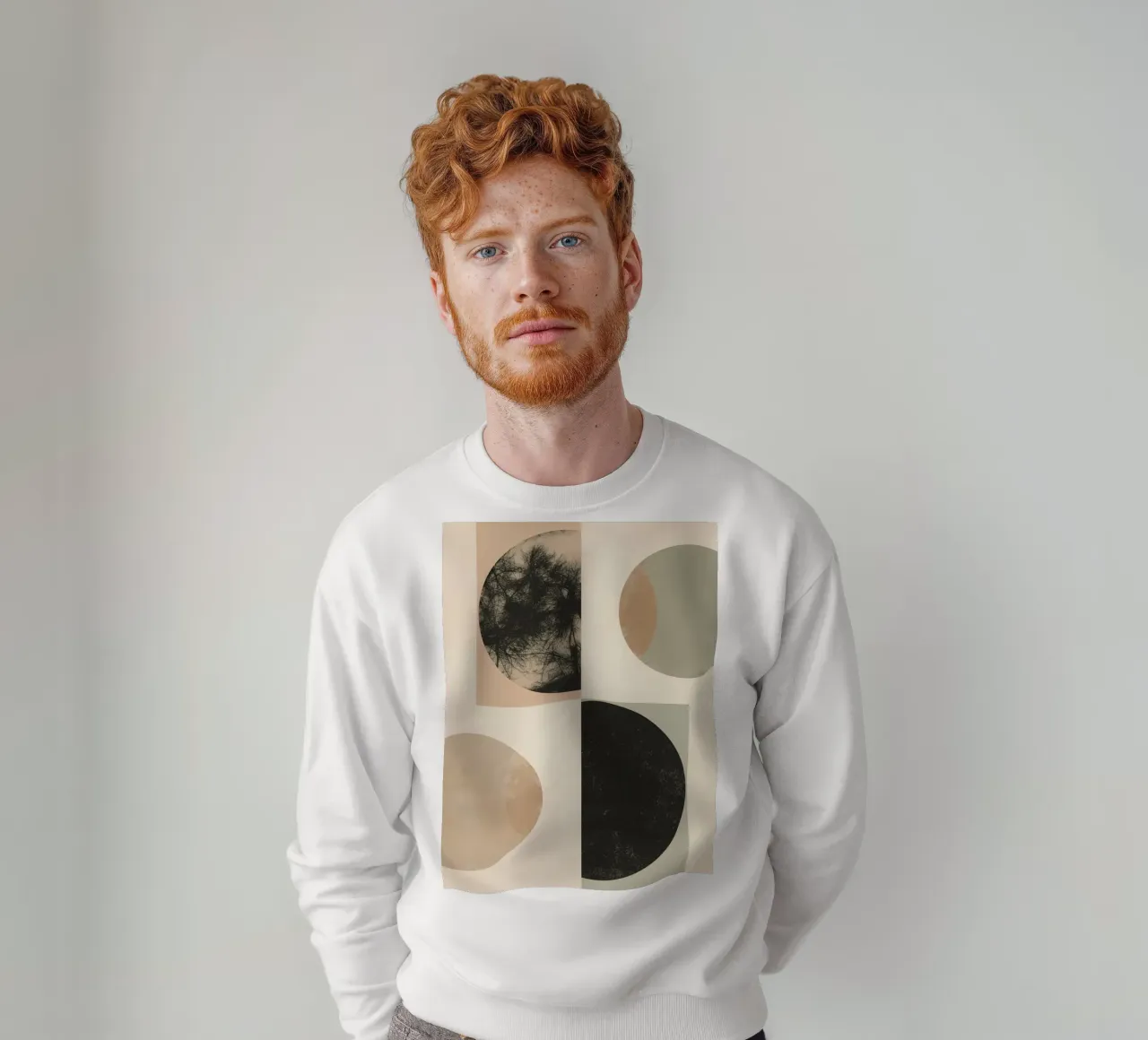 Abstract Geometric Design with Circles Squares and Tree sweatshirt by DesignDoodle