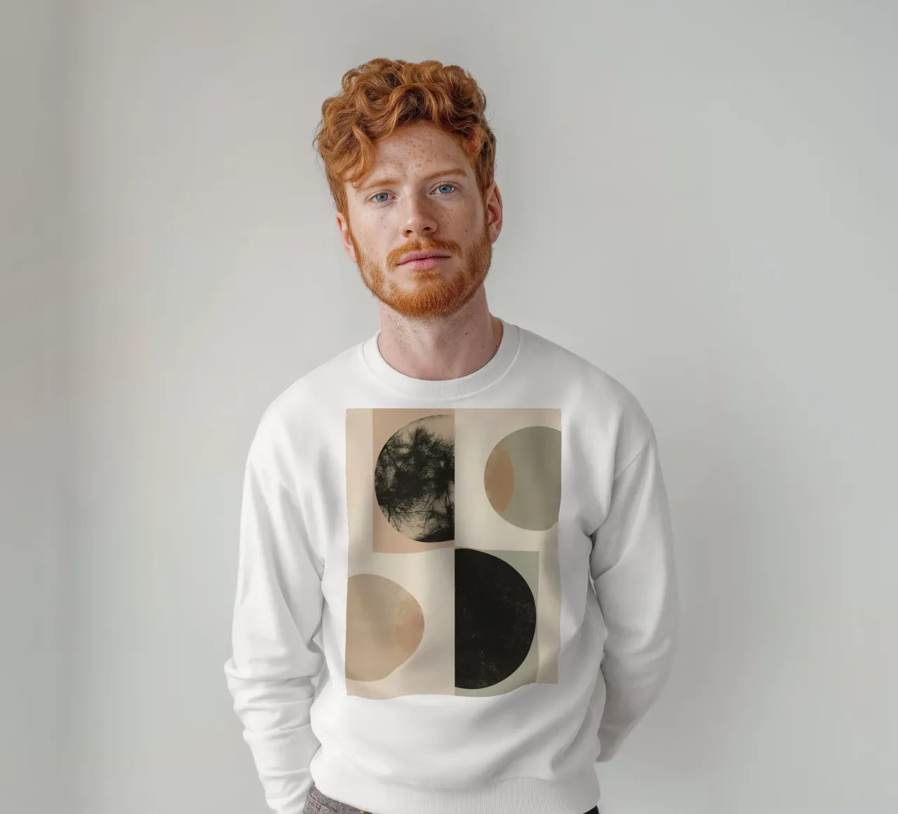 Abstract Geometric Design with Circles Squares and Tree sweatshirt by DesignDoodle