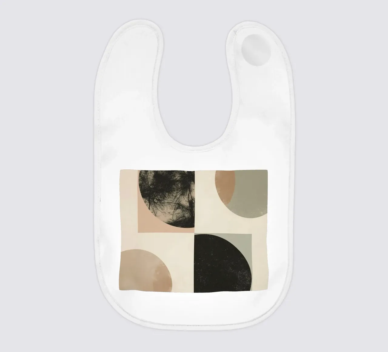 Abstract Geometric Design with Circles Squares and Tree baby bib by DesignDoodle