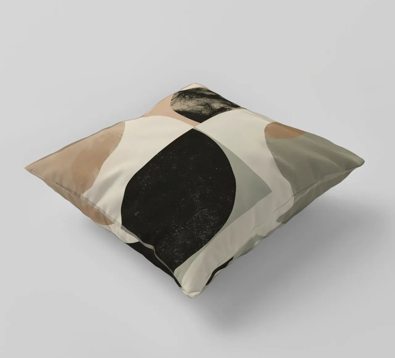 Abstract Geometric Design with Circles Squares and Tree decorative cushion by DesignDoodle