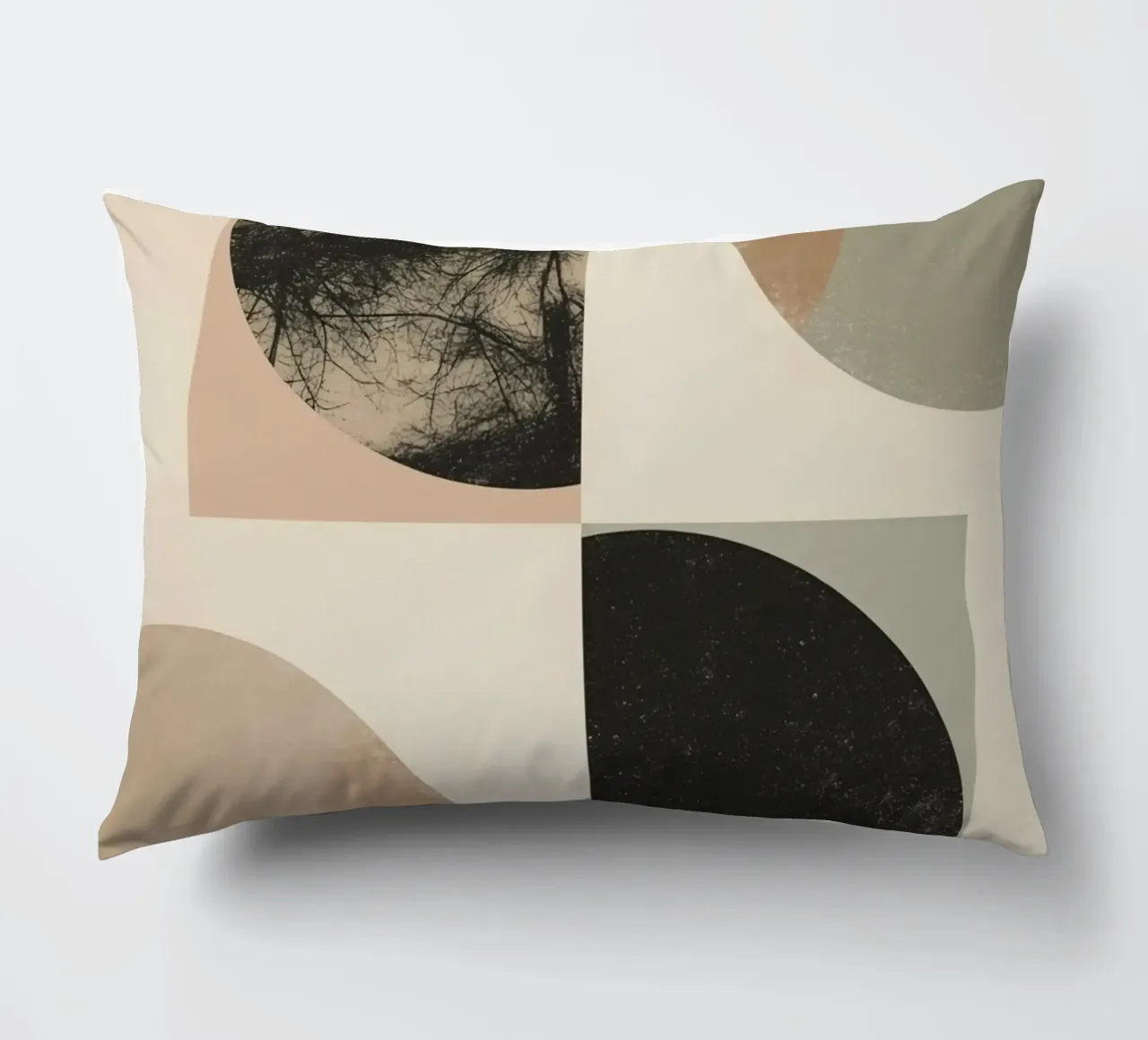 Abstract Geometric Design with Circles Squares and Tree decorative cushion by DesignDoodle