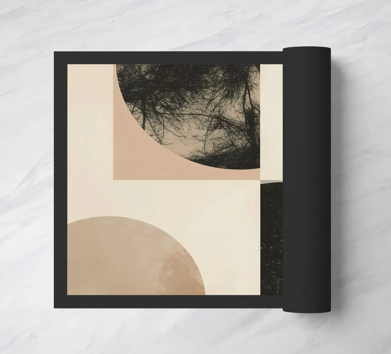 Abstract Geometric Design with Circles Squares and Tree doormat by DesignDoodle