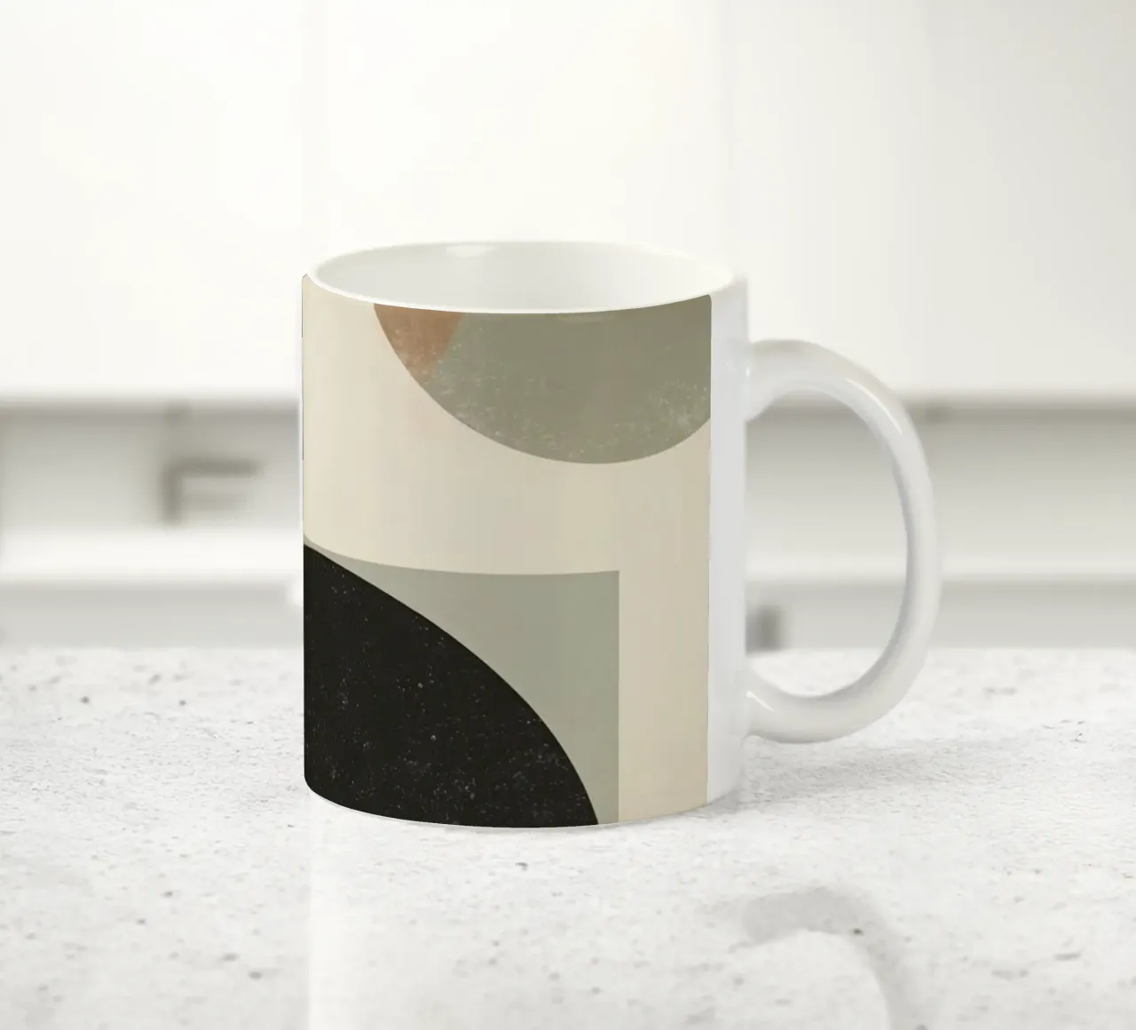 Abstract Geometric Design with Circles Squares and Tree ceramic mug by DesignDoodle