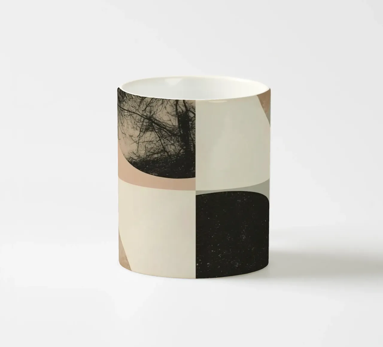 Abstract Geometric Design with Circles Squares and Tree ceramic mug by DesignDoodle