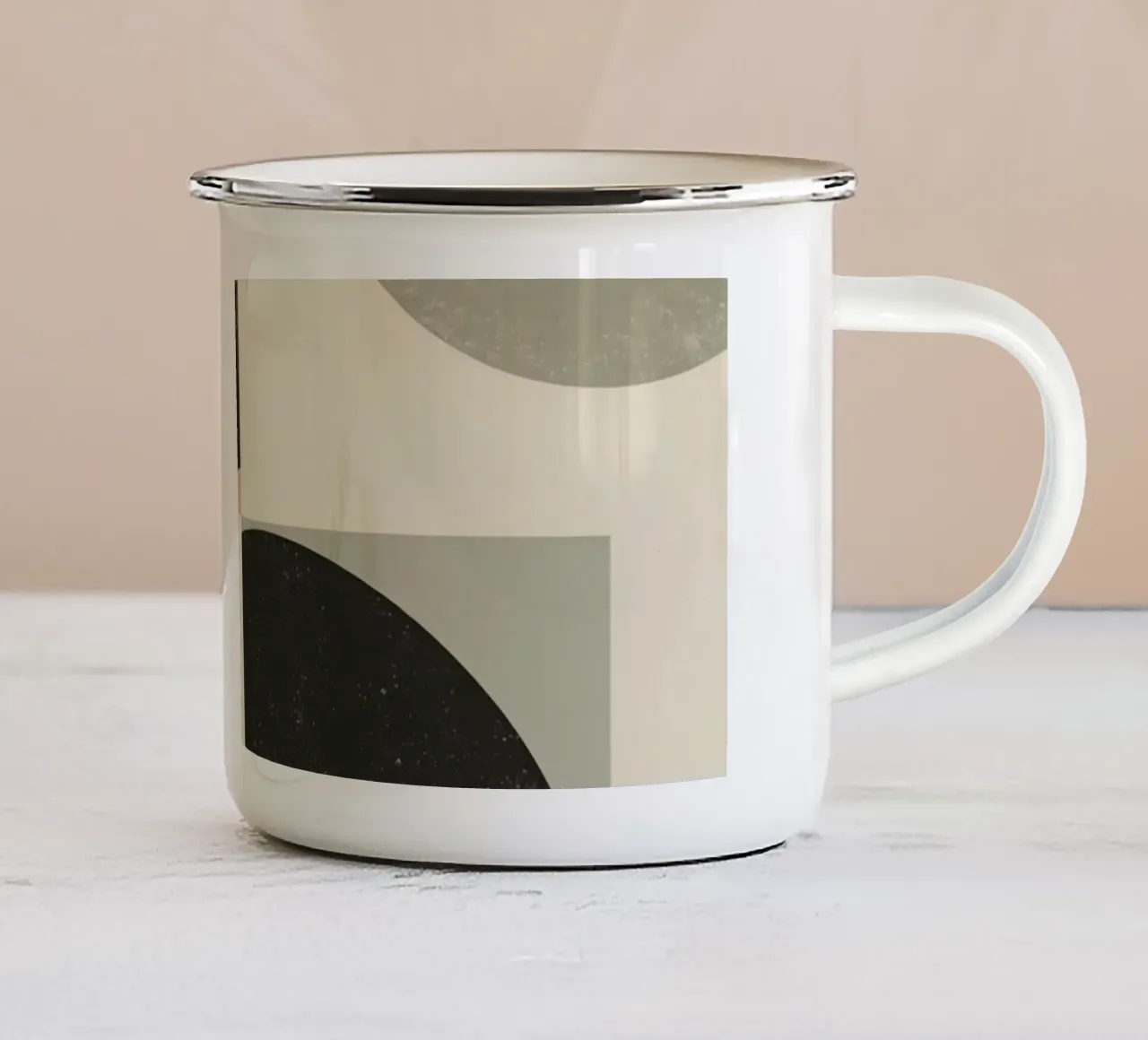 Abstract Geometric Design with Circles Squares and Tree enamel mug by DesignDoodle