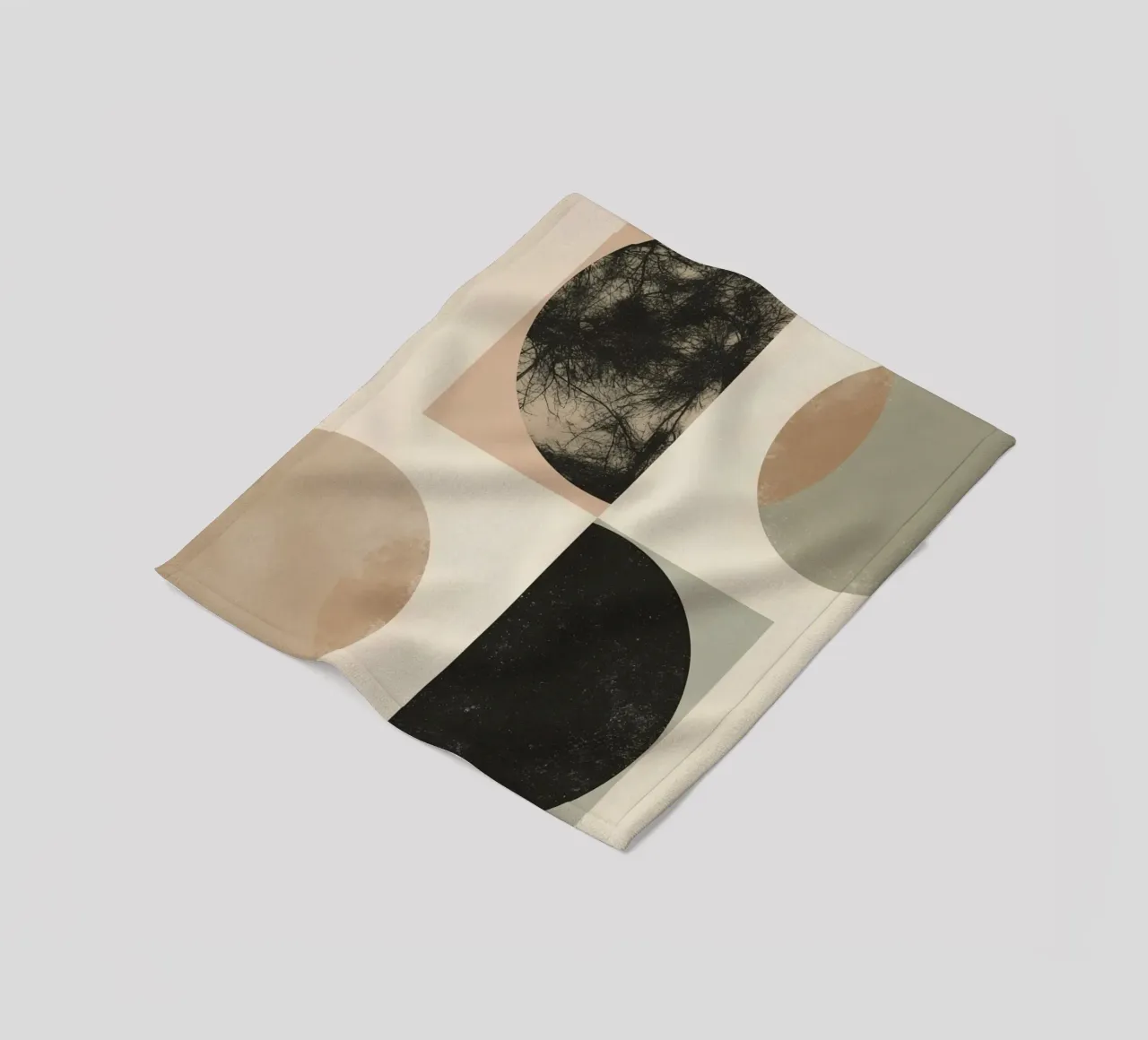 Abstract Geometric Design with Circles Squares and Tree fleece blanket by DesignDoodle