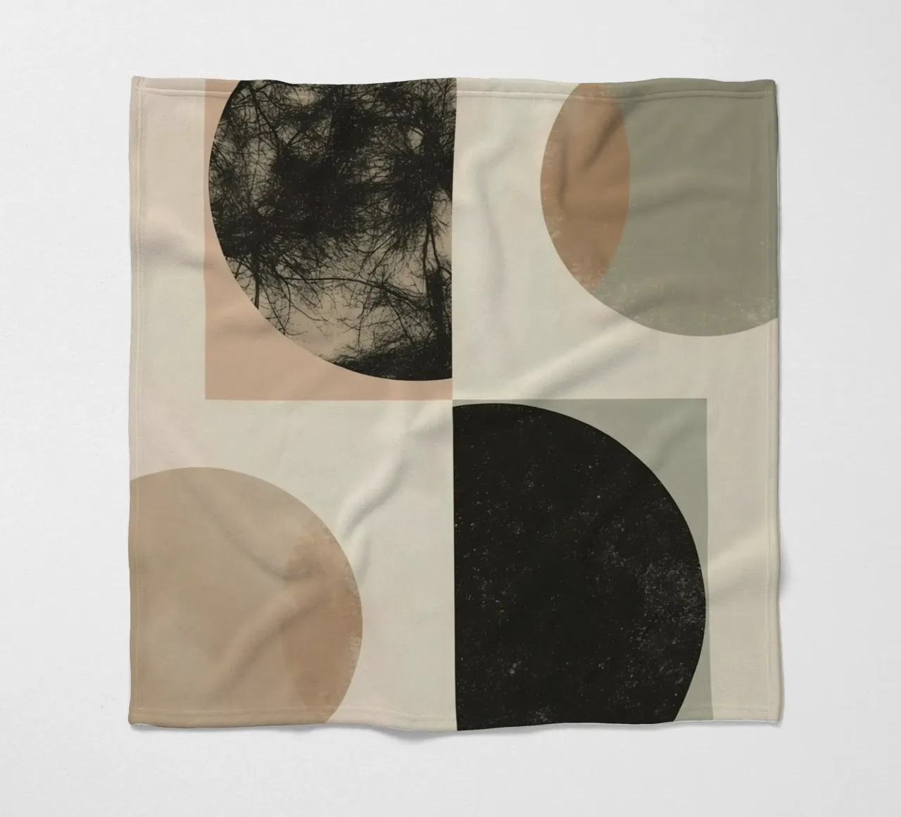 Abstract Geometric Design with Circles Squares and Tree fleece blanket by DesignDoodle