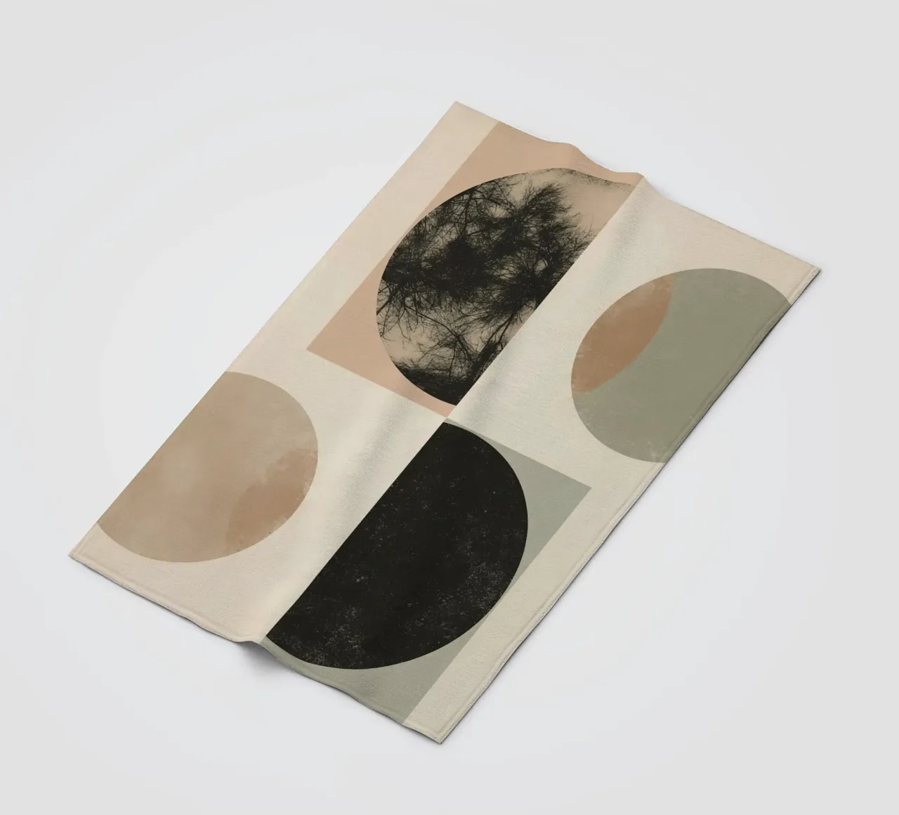 Abstract Geometric Design with Circles Squares and Tree fleece blanket by DesignDoodle