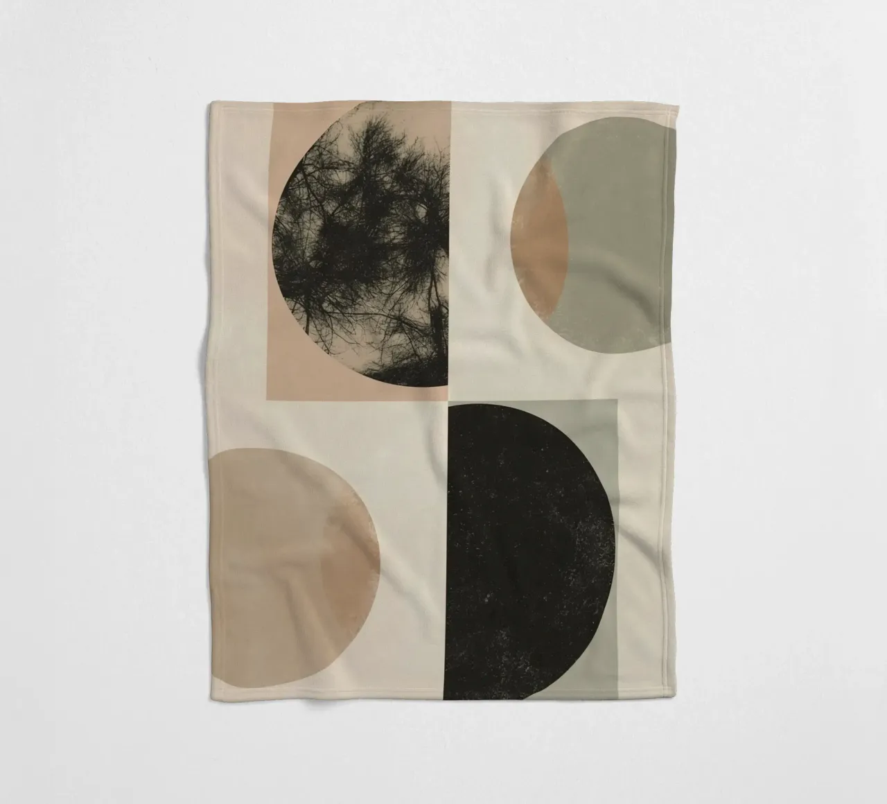 Abstract Geometric Design with Circles Squares and Tree fleece blanket by DesignDoodle