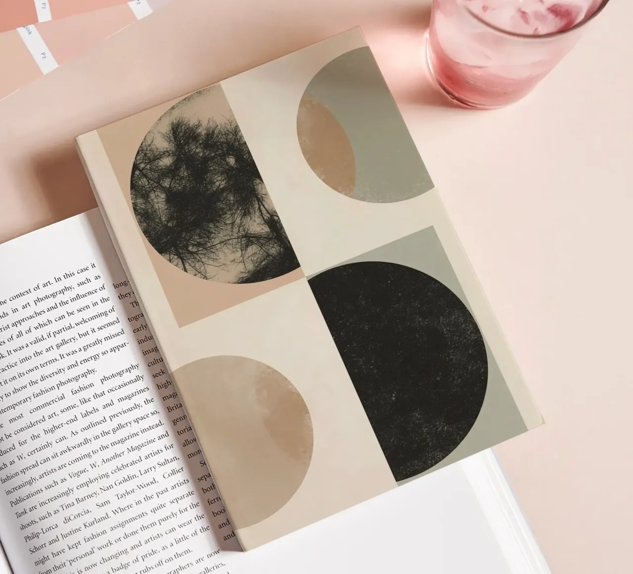 Abstract Geometric Design with Circles Squares and Tree notebook by DesignDoodle