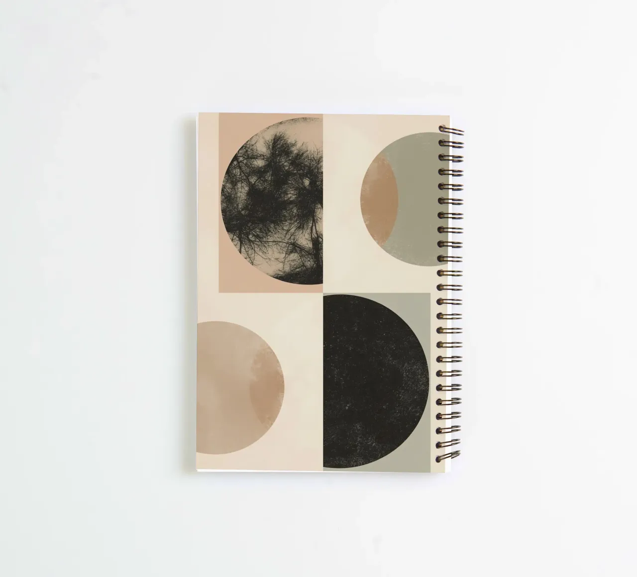 Abstract Geometric Design with Circles Squares and Tree spiral notebook by DesignDoodle