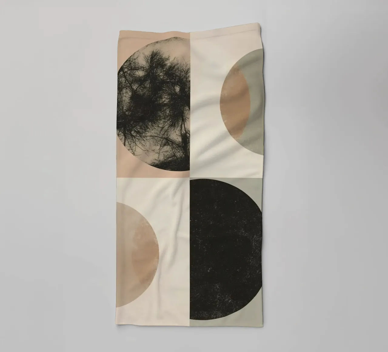 Abstract Geometric Design with Circles Squares and Tree towel by DesignDoodle