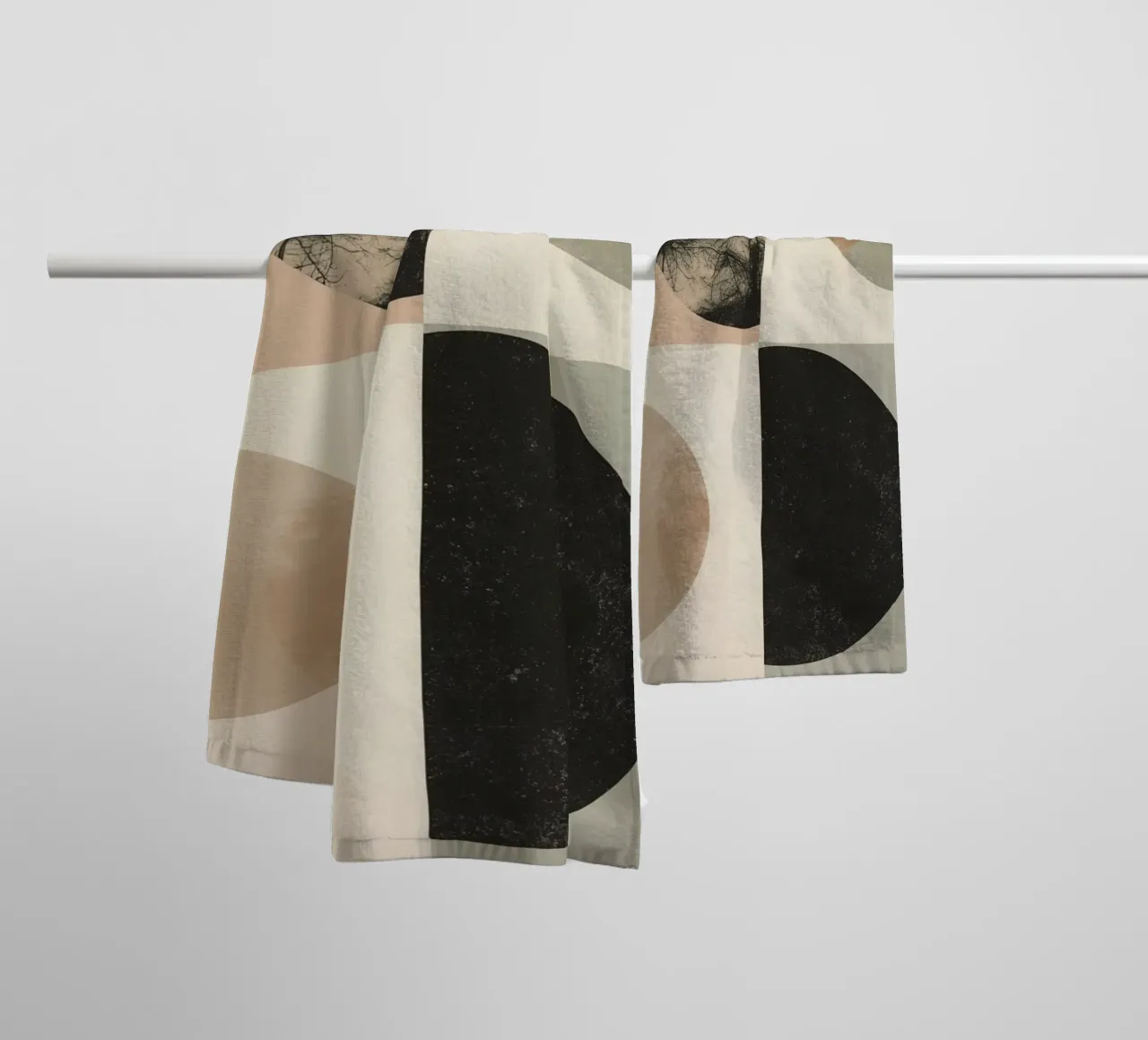 Abstract Geometric Design with Circles Squares and Tree towel by DesignDoodle