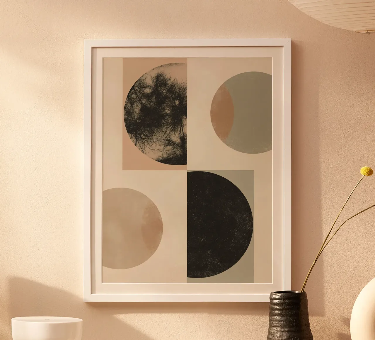 Abstract Geometric Design with Circles Squares and Tree hahnemühle by DesignDoodle