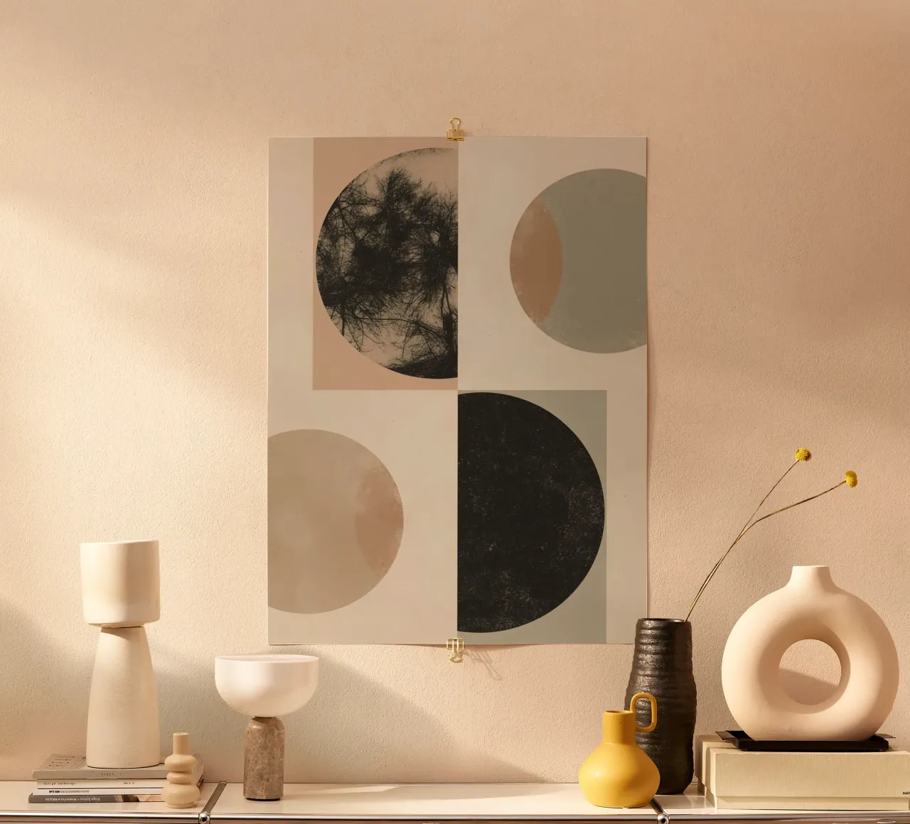 Abstract Geometric Design with Circles Squares and Tree poster by DesignDoodle