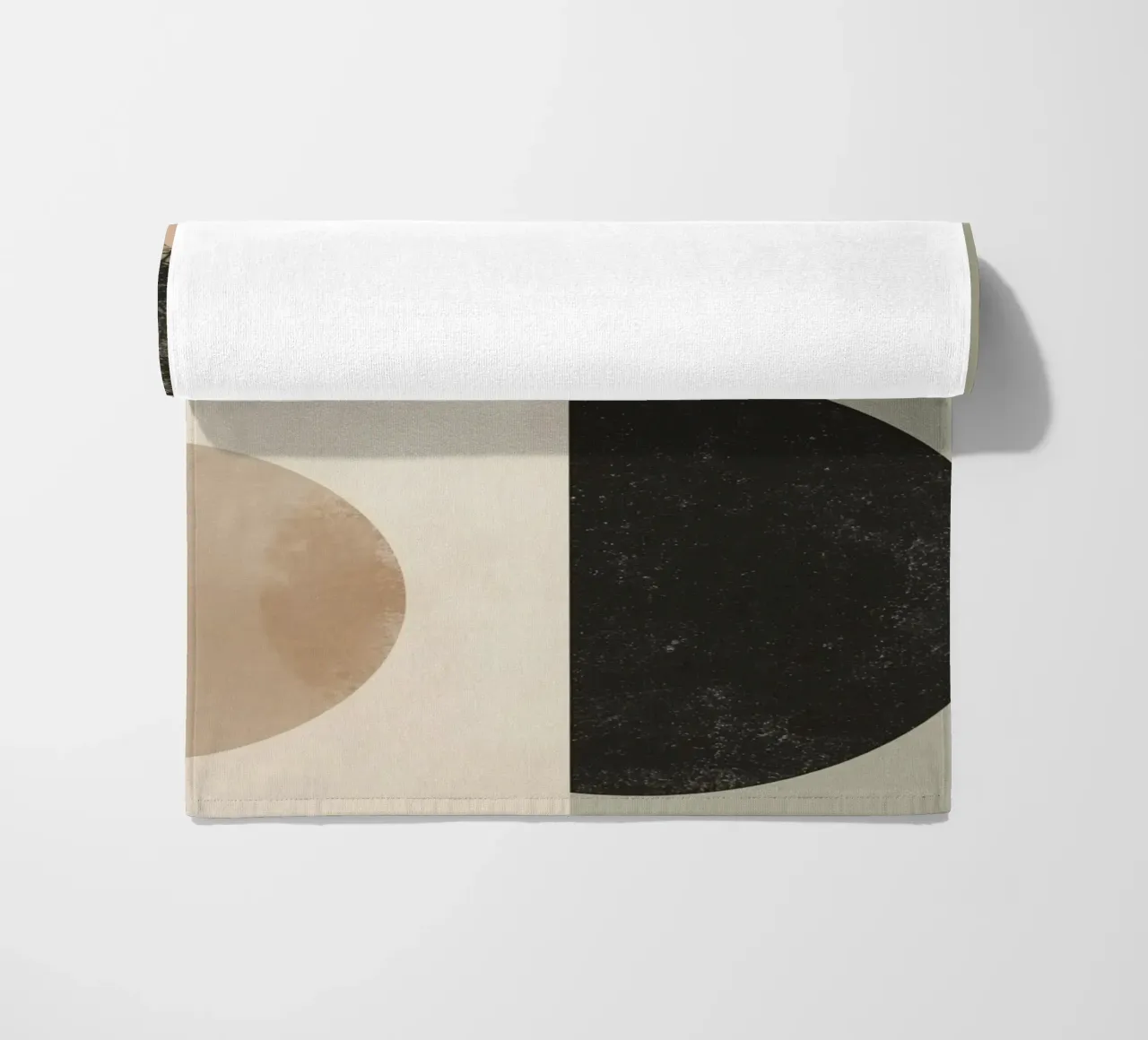 Abstract Geometric Design with Circles Squares and Tree beach towel by DesignDoodle