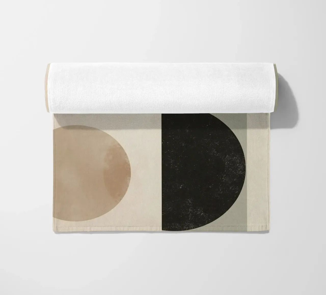 Abstract Geometric Design with Circles Squares and Tree beach towel by DesignDoodle