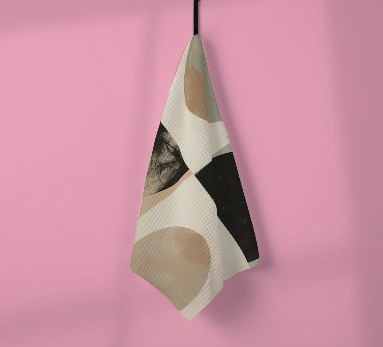 Abstract Geometric Design with Circles Squares and Tree tea towel by DesignDoodle