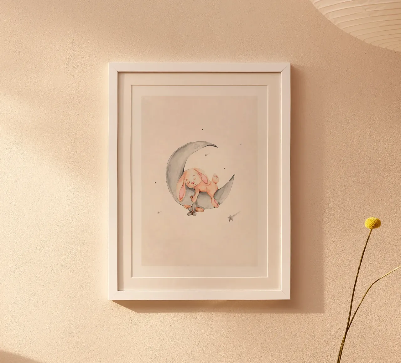 Coniglietto Luna Addormentata poster con telaio in alluminio da muench benjamin