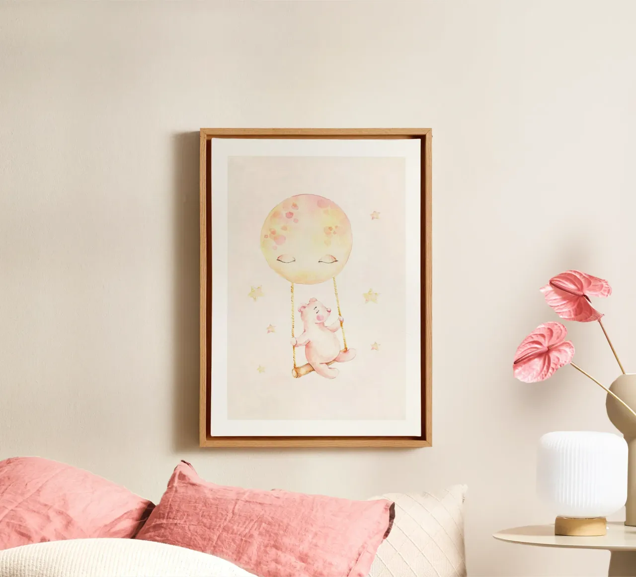 Swing Me To The Moon canvas with Floater frame by muench benjamin