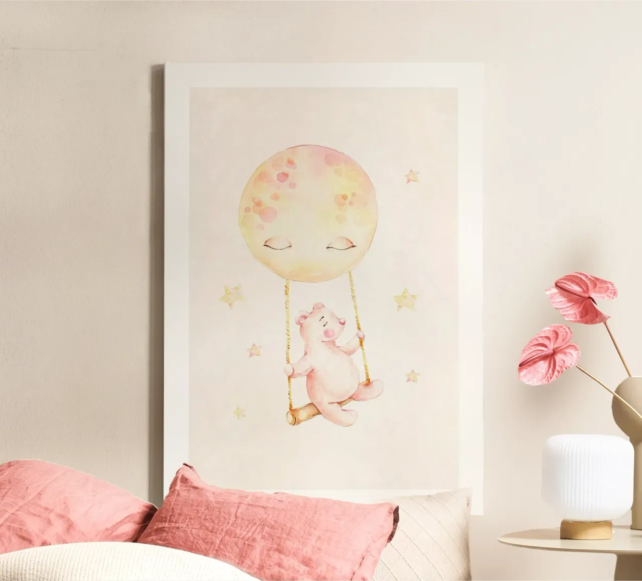 Swing Me To The Moon canvas with Floater frame by muench benjamin
