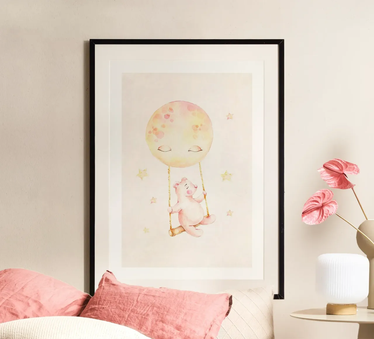 Swing Me To The Moon poster con marco de plástico de muench benjamin