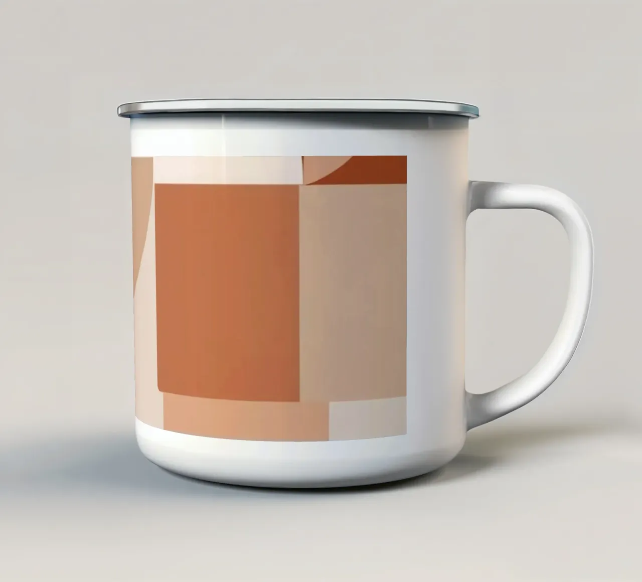 Forme geometriche astratte nei toni del beige e del marrone tazza in smalto da DesignDoodle