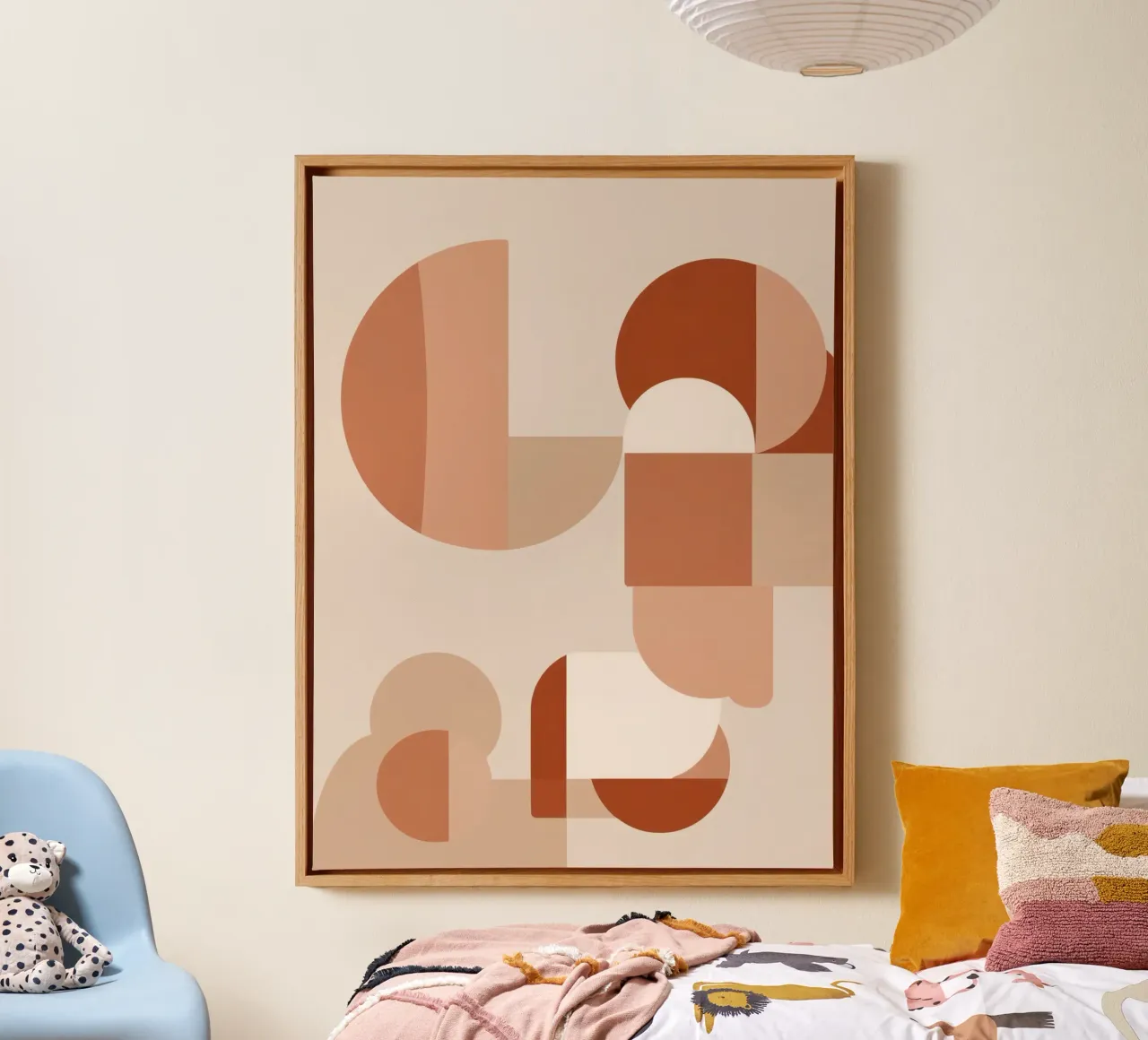 Abstract Geometric Shapes in Beige and Brown Tones canvas with Floater frame by DesignDoodle