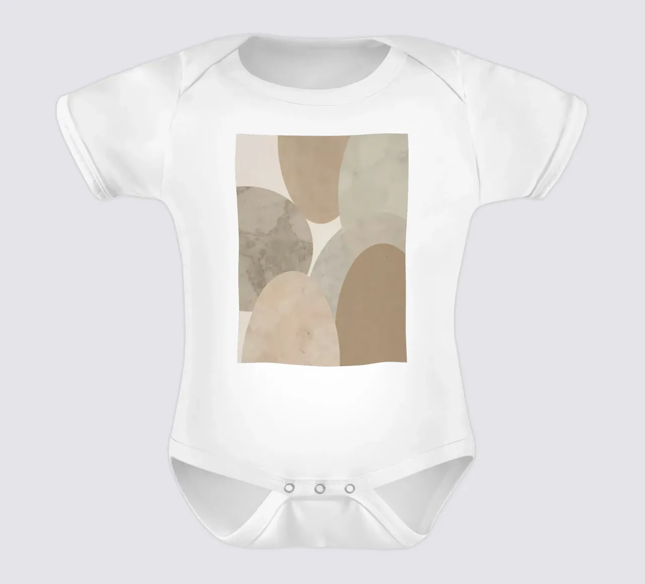 Abstract Image of Overlapping Beige and Gray Ovals short-sleeve baby romper by DesignDoodle