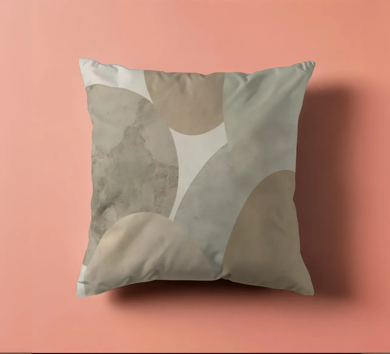 Abstract Image of Overlapping Beige and Gray Ovals decorative cushion by DesignDoodle