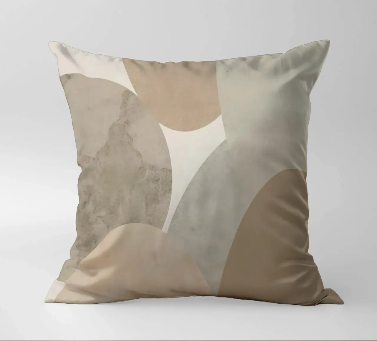 Abstract Image of Overlapping Beige and Gray Ovals decorative cushion by DesignDoodle