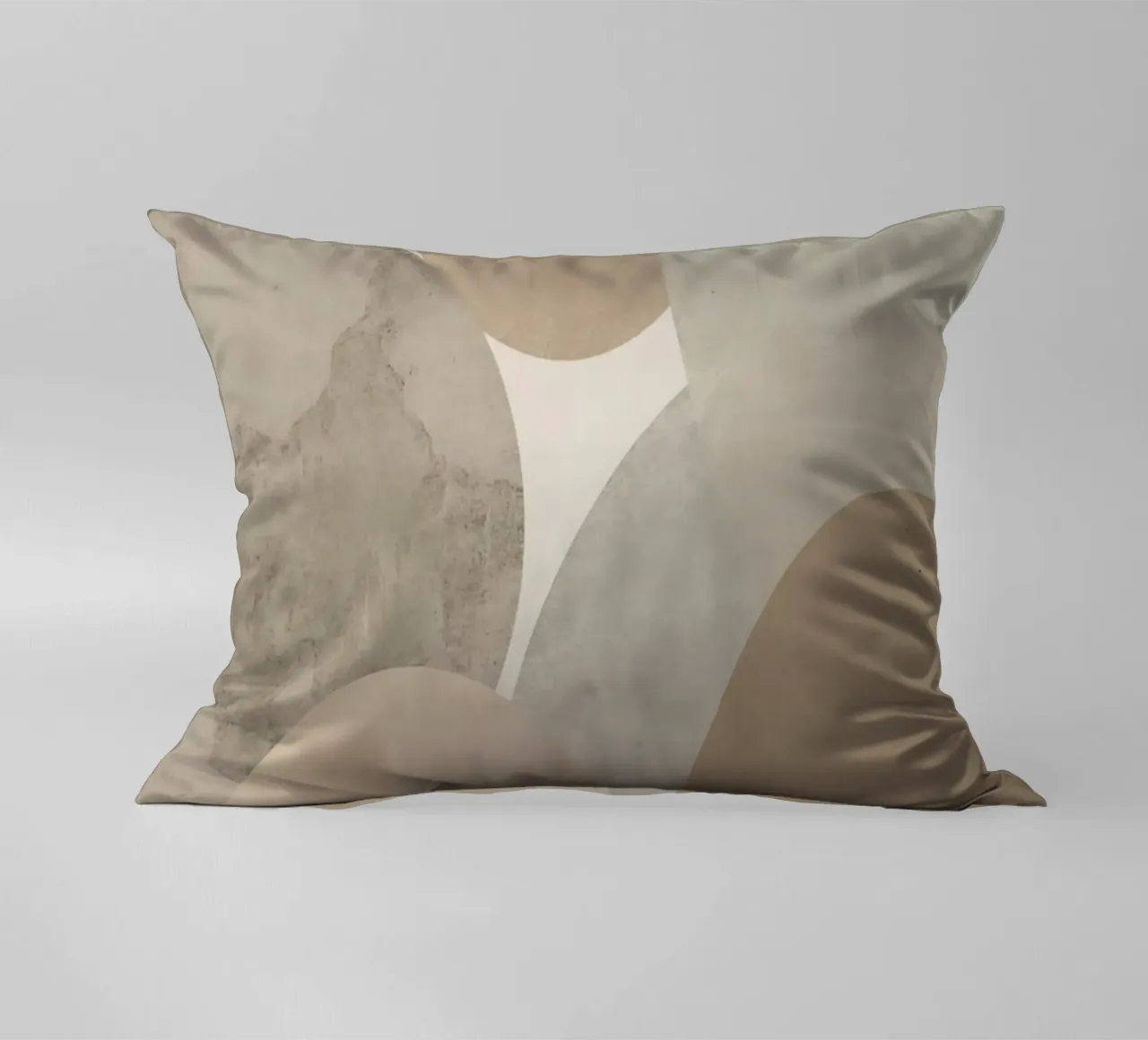 Abstract Image of Overlapping Beige and Gray Ovals decorative cushion by DesignDoodle