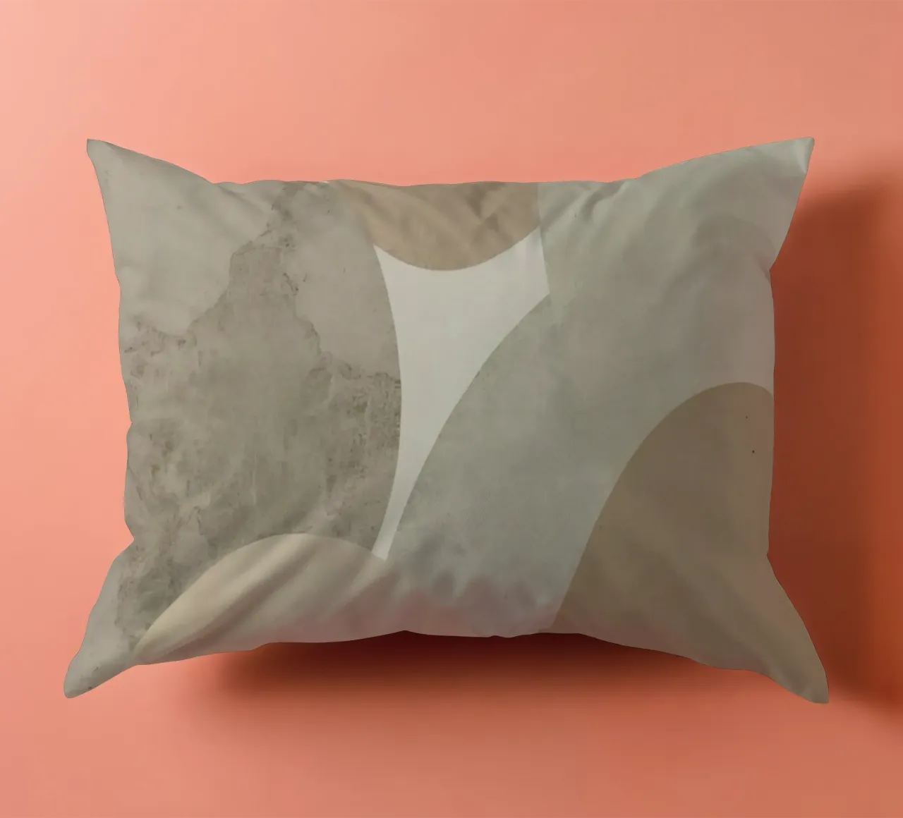 Abstract Image of Overlapping Beige and Gray Ovals decorative cushion by DesignDoodle