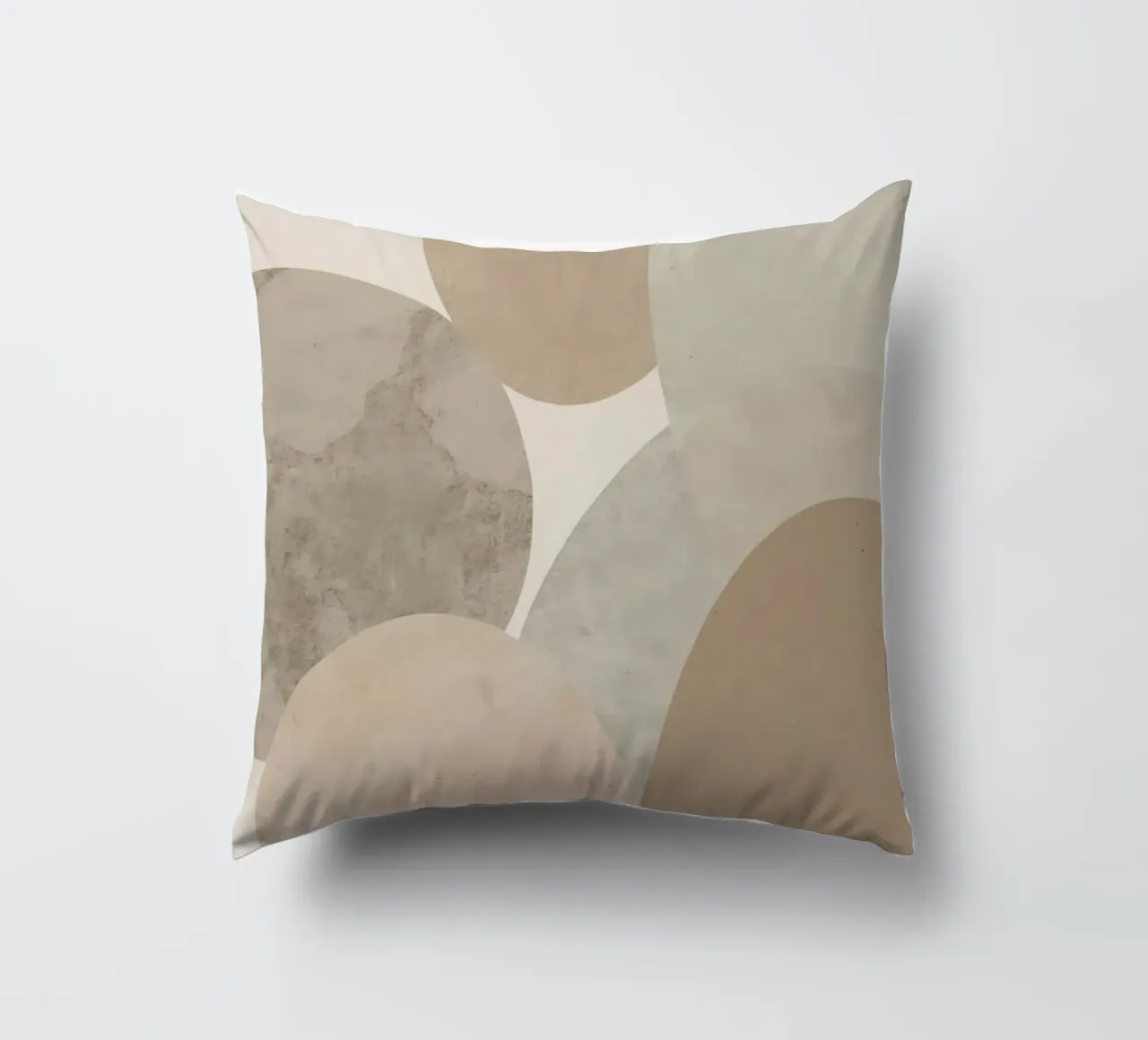 Abstract Image of Overlapping Beige and Gray Ovals decorative cushion by DesignDoodle