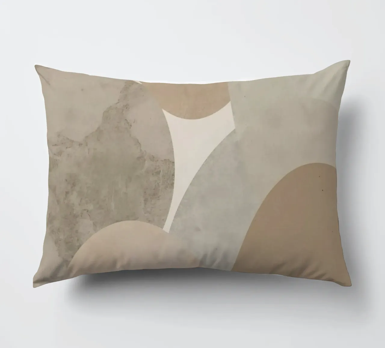 Abstract Image of Overlapping Beige and Gray Ovals decorative cushion by DesignDoodle