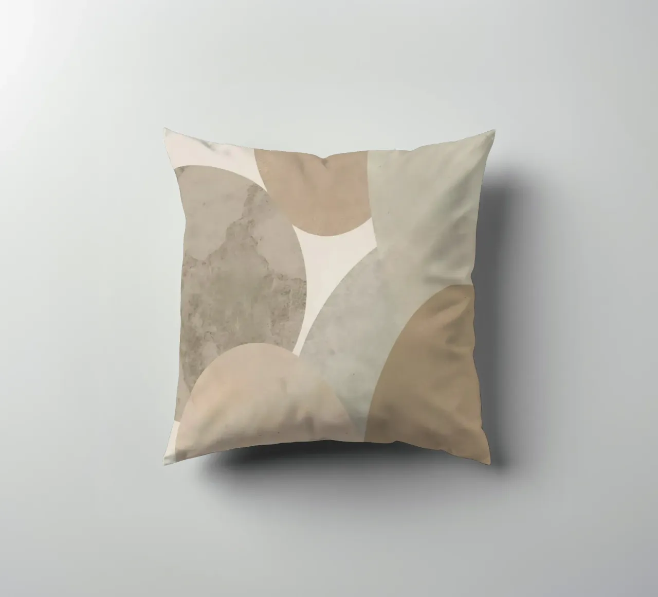 Abstract Image of Overlapping Beige and Gray Ovals decorative cushion by DesignDoodle
