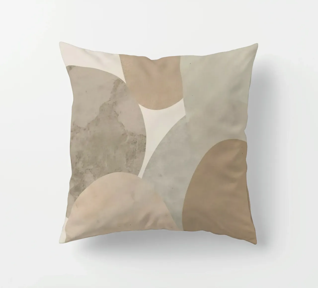 Abstract Image of Overlapping Beige and Gray Ovals decorative cushion by DesignDoodle