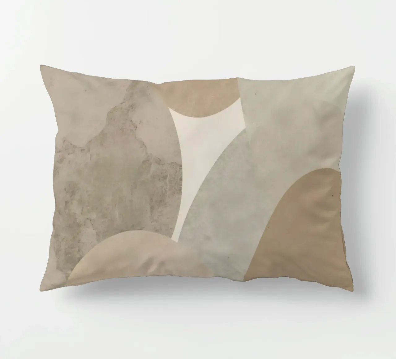 Abstract Image of Overlapping Beige and Gray Ovals decorative cushion by DesignDoodle