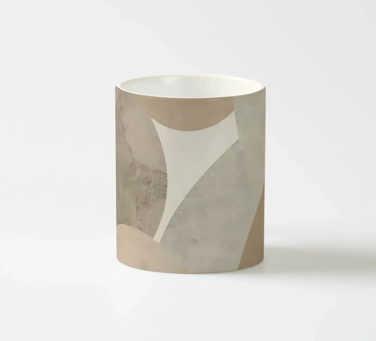 Abstract Image of Overlapping Beige and Gray Ovals ceramic mug by DesignDoodle