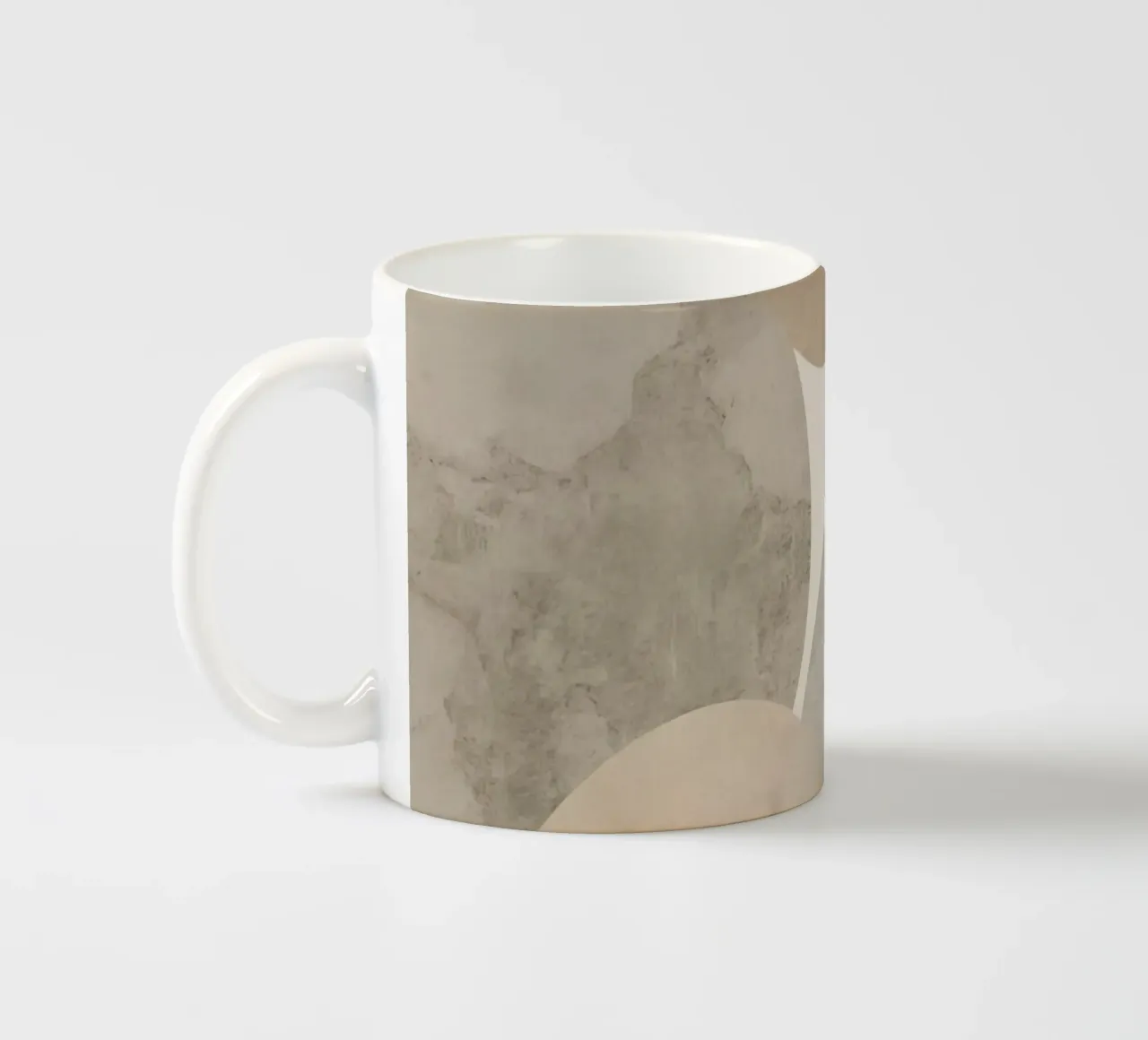 Abstract Image of Overlapping Beige and Gray Ovals ceramic mug by DesignDoodle