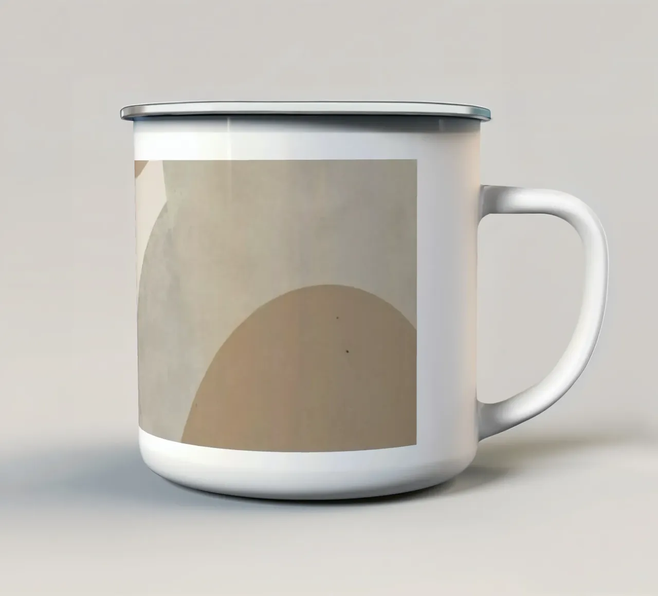 Abstract Image of Overlapping Beige and Gray Ovals enamel mug by DesignDoodle
