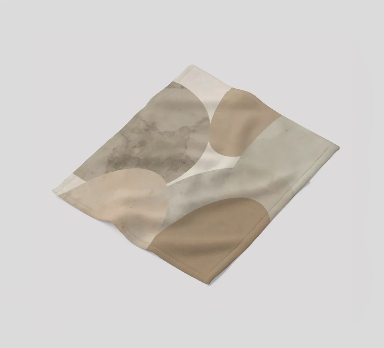 Abstract Image of Overlapping Beige and Gray Ovals fleece blanket by DesignDoodle