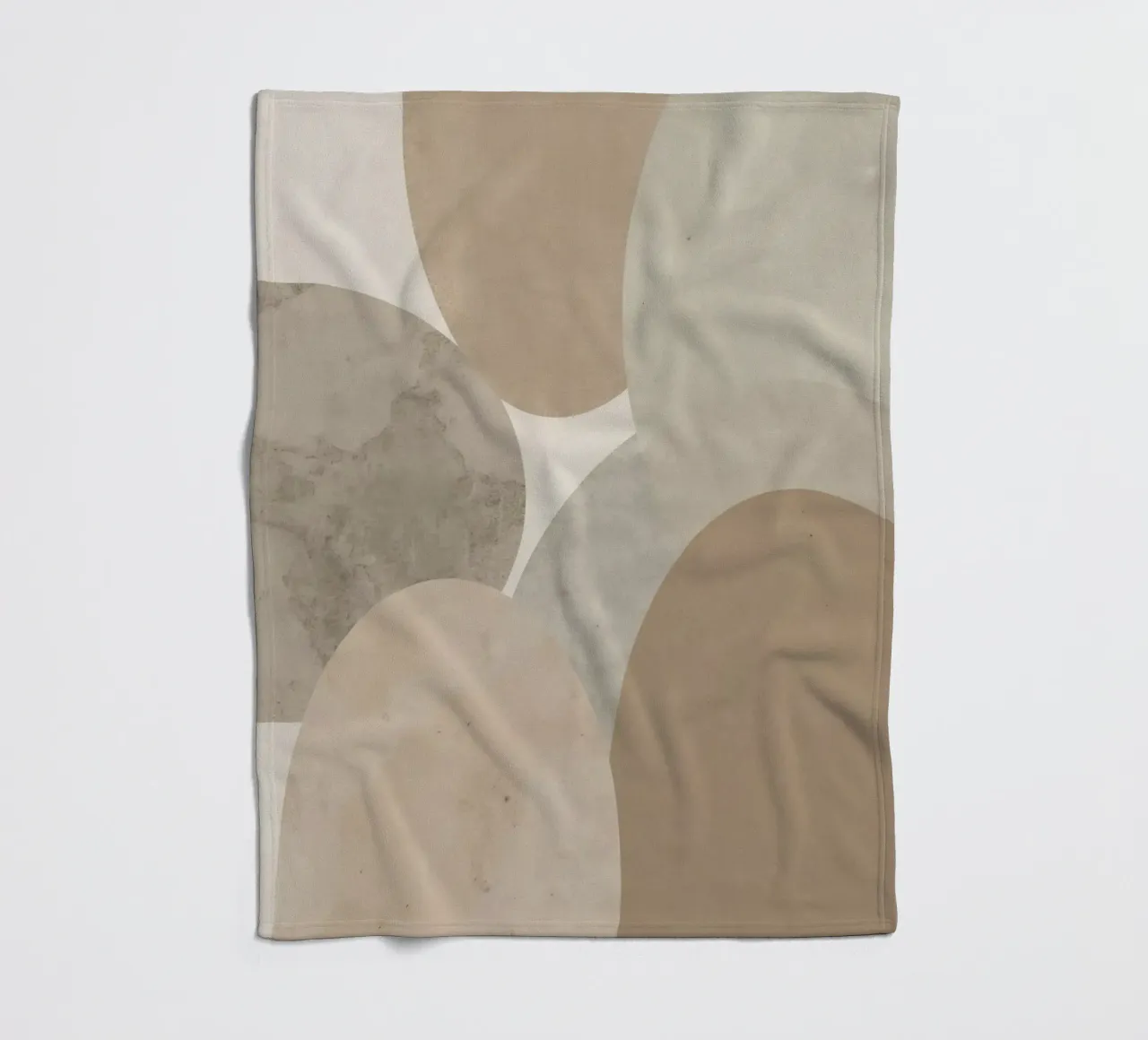 Abstract Image of Overlapping Beige and Gray Ovals fleece blanket by DesignDoodle