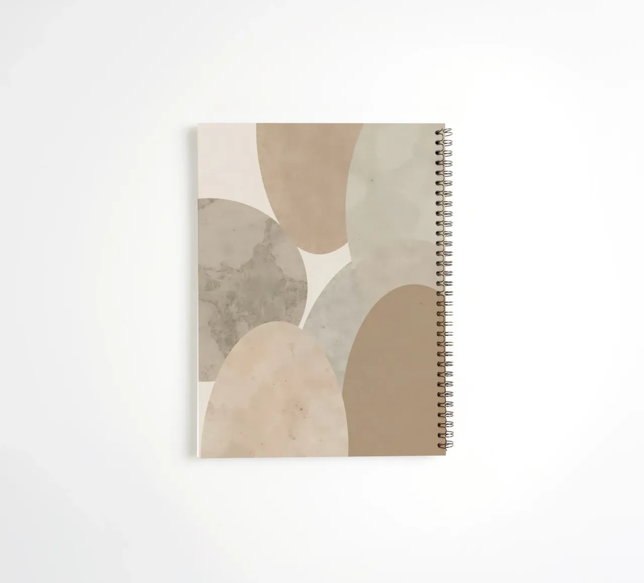 Abstract Image of Overlapping Beige and Gray Ovals spiral notebook by DesignDoodle