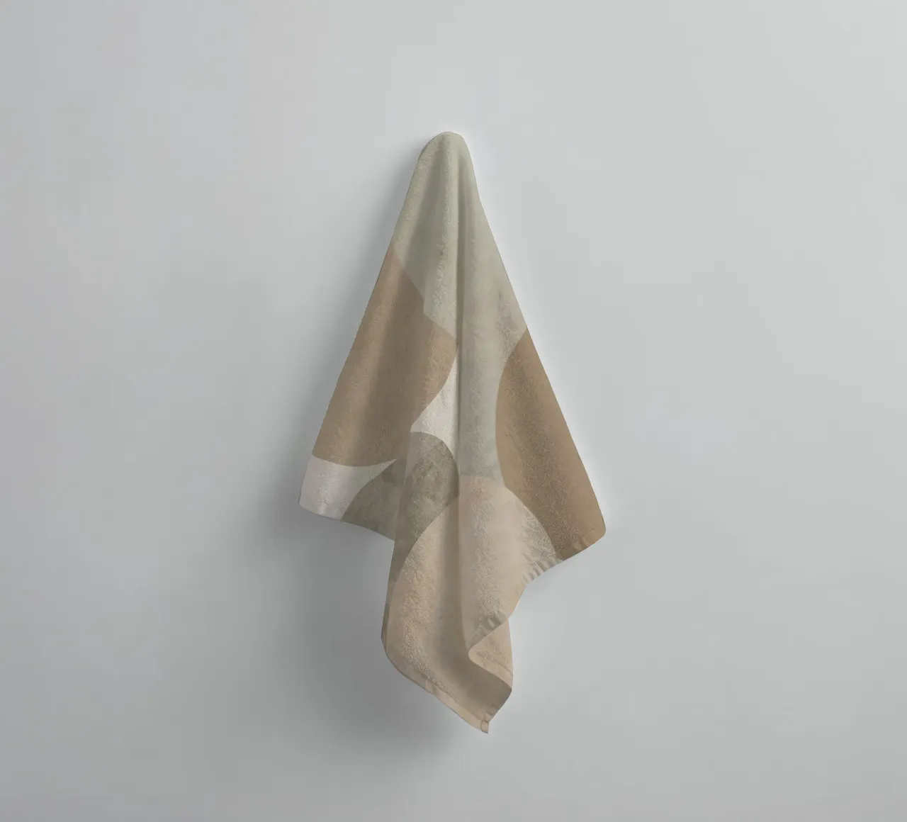 Abstract Image of Overlapping Beige and Gray Ovals towel by DesignDoodle