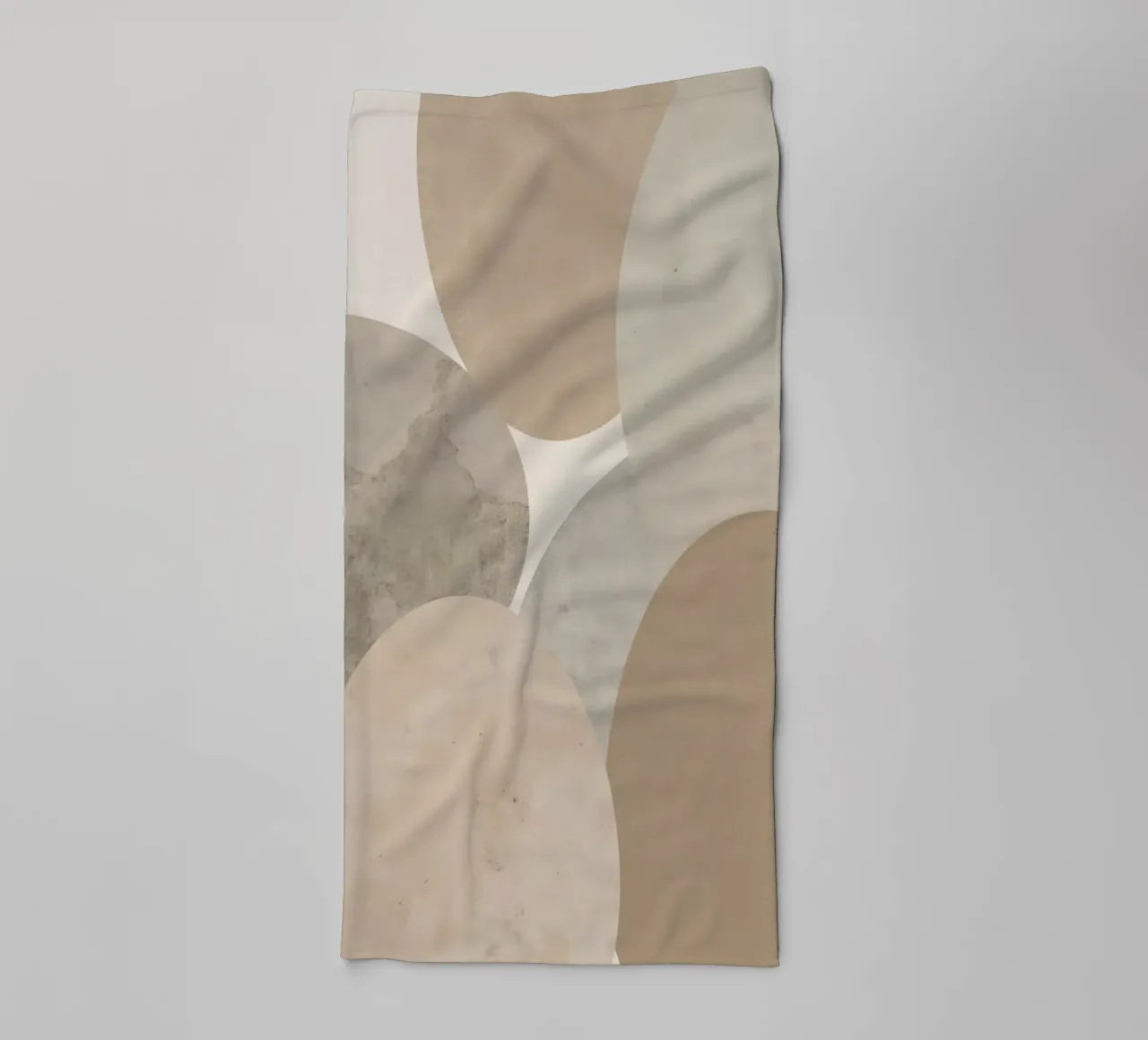 Abstract Image of Overlapping Beige and Gray Ovals towel by DesignDoodle